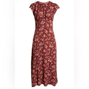 Reformation Burgundy Floral Midi Dress